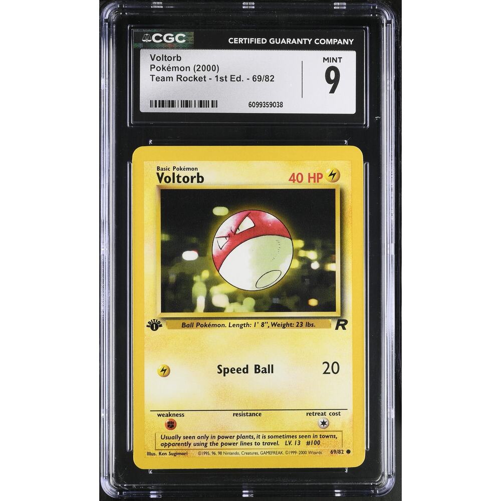 CGC 9 MINT Voltorb 1st Edition 69/82 Pokémon 2000 Team Rocket Non Holo Graded